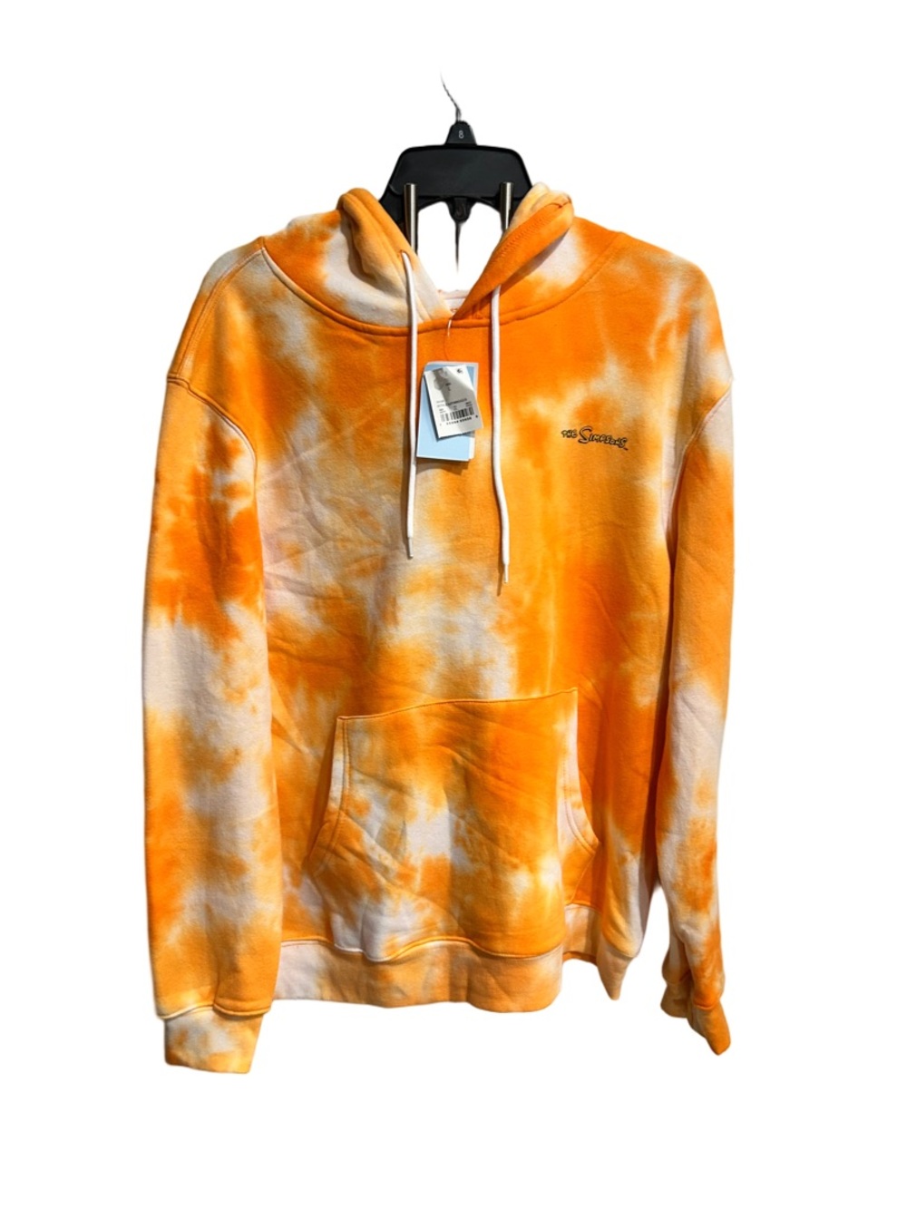 Simpsons Tie-Dye Orange Pullover Hoodie with Subtle Chest Logo